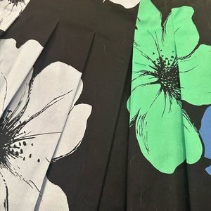 Talbots Navy Pleated, Floral Print Skirt